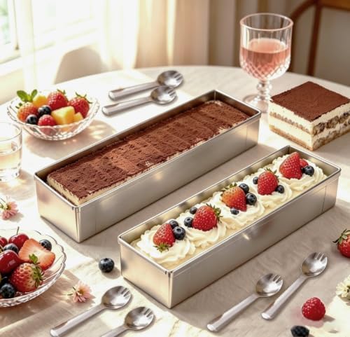 2 Pack Tiramisu Pan with Acrylic Lid, Metal Spatula and Spoon - Image 2