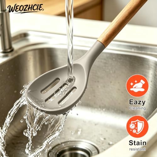 Silicone Cooking Utensil Set, Nonstick Kitchen Utensils 446°F Heat-Resistant - Image 5