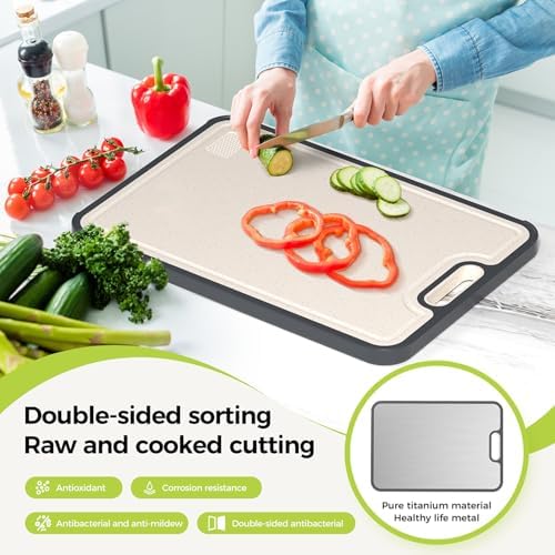 Titanium Cutting Board for Kitchen, Pure Titanium/PP, Size 16”×11” - Image 2