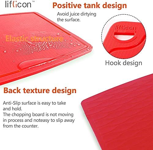 Liflicon Silicone Thick Cutting Boards Mats Set of 3pcs Foldable & Flexible - Image 3