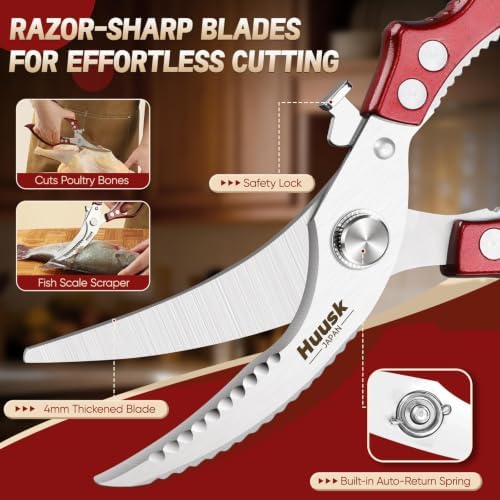 Huusk Poultry Shears Heavy Duty – All Purpose Japanese Kitchen Scissors - Image 3