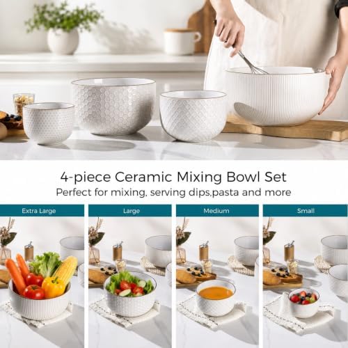 GBhome Ceramic Mixing Bowls Set of 4, Stoneware Nesting Serving Bowls - Image 7