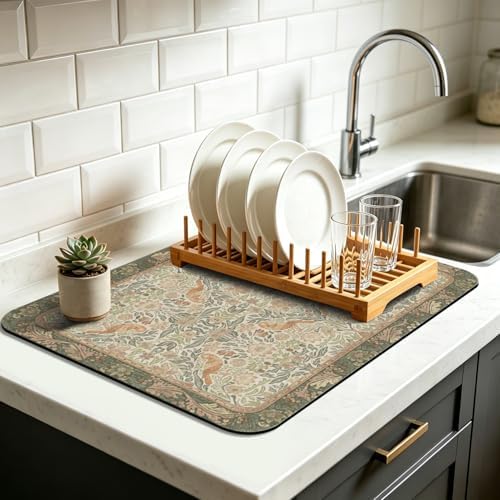 Dish Drying Mat for Kitchen Counter 18x24 Inch, Boho Quick Dry Coffee Mat by Unknown