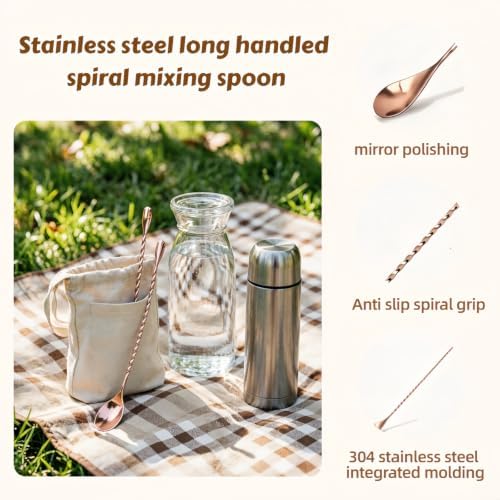 12 Inch Stainless Steel Cocktail Spoon, Spiral Bar Mixing Spoon - Image 3