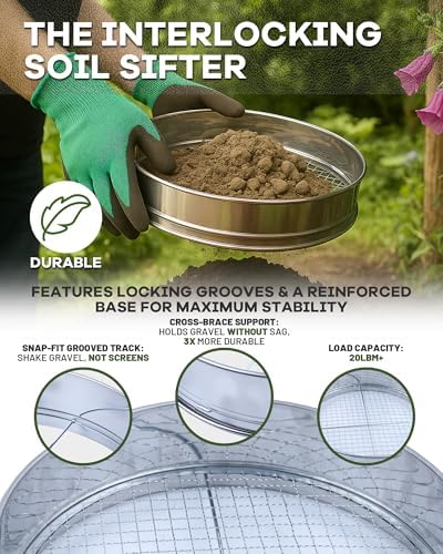 5-in-1 Soil Sifter Set with 5 Replaceable Stainless Steel Mesh Screen & Shovel - Image 4