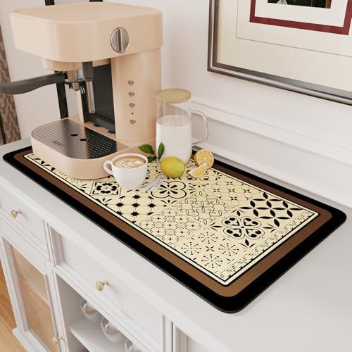 AMOAMI Coffee Mat Hide Stain Rubber Backed Absorbent Dish Drying Mat by AMOAMI