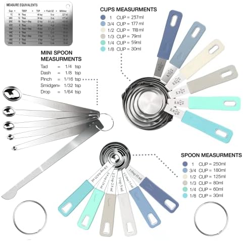 CuttleLab 22-Piece Stainless Steel Measuring Cups and Spoons Set, Tad Dash - Image 2