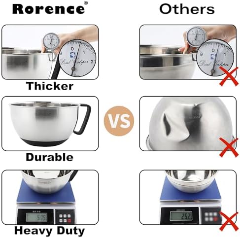 Rorence Stainless Steel Mixing Bowls: Metal Mixing Bowl Set - Image 3