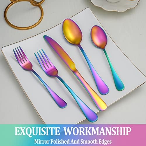20 Pcs Rainbow Silverware Set Service - Image 4