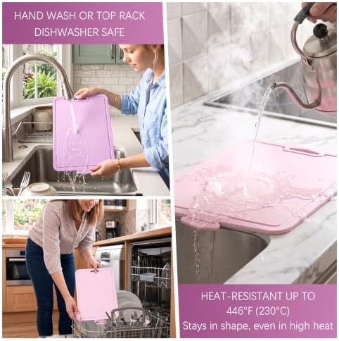 2 Pcs Extra Large Thick Silicone Cutting Boards, 14.3'' x 9.8'' - Image 6