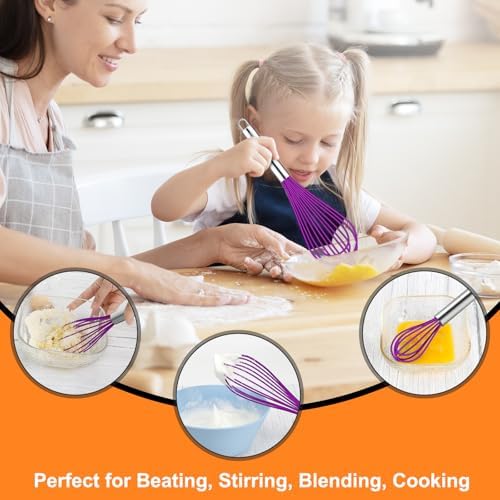 HOTEC 4 Pieces Silicone Whisks Set, Wire Balloon Whisks - Image 3