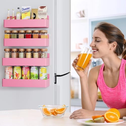 Mystozer Magnetic Spice Rack for Refrigerator Pink, 4 Pack - Image 5