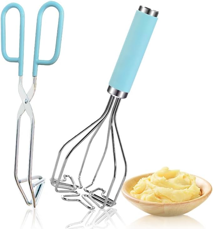 2in1 Potato Masher Kitchen Food Tongs Set by OSBAY
