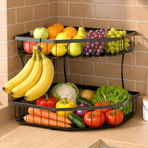 2 Tier Fruit Basket for Kitchen Counter by Tequie
