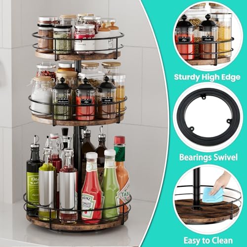 3 Tier Lazy Susan Spice Rack Organizer 360° Rotating - Image 3