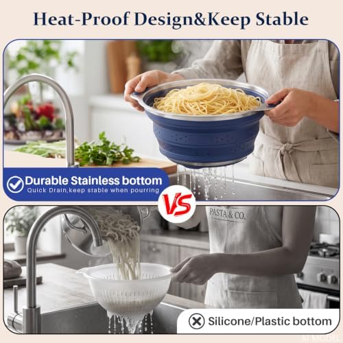 Collapsible Colander Set with Silicone Mat, 2-in-1 Stainless Steel Colander - Image 3