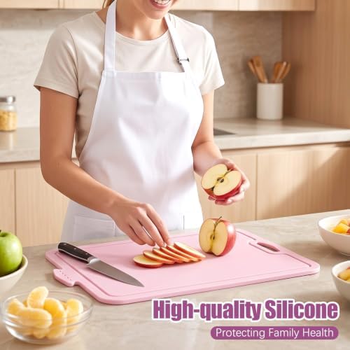 2 Pcs Extra Large Thick Silicone Cutting Boards, 14.3'' x 9.8'' - Image 3