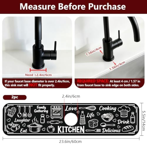 2 Pcs Graffiti Pattern Kitchen Sink Splash Guard Faucet Mat - Image 2