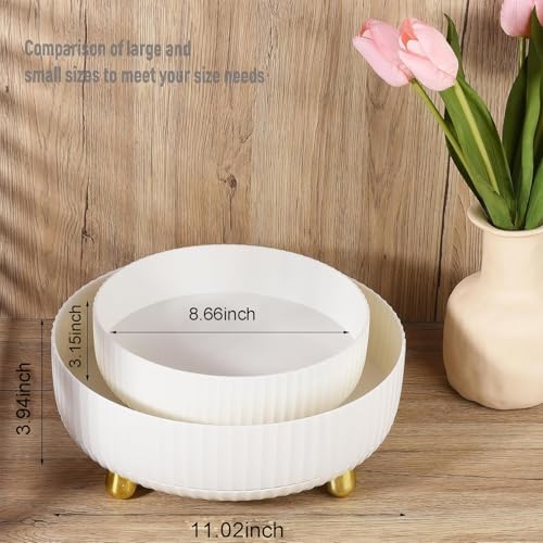 360 Rotating Makeup Perfume Organizer Skincare Tray, Large Ivory White - Image 6