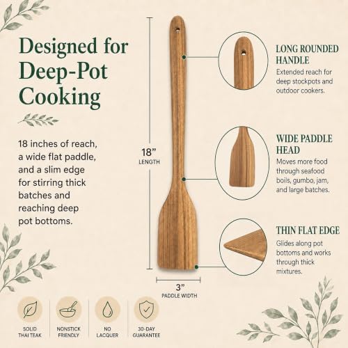 FAAY 18" Teak Wooden Spatula, Stir Paddle - Image 5