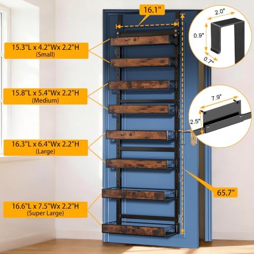 8 Tier Over The Door Pantry Orangizer 2 IN 1 Wall Mounted or Hanging Spice Rack - Image 2