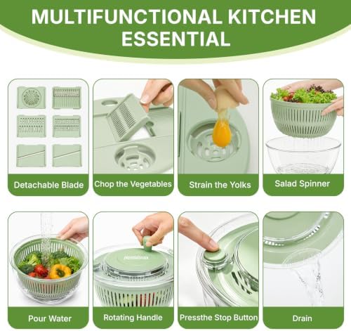 Salad Spinner 4.25qt, One‑touch Stop Button & Non‑slip Base, Vegetable Dryer - Image 5