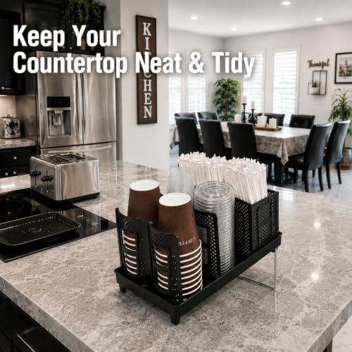 Cup and Lid Holder, Adjustable 6-Slot Coffee Cup Organizer - Image 7