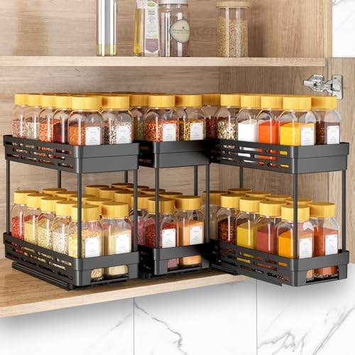 Pull Out Spice Rack Organizer for Cabinet, 3 Packs Slide Out Spice Racks by DABIGE