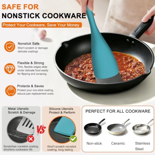 Beijiyi 4 Pack Silicone Spatula Set, High Heat Resistant, - Image 4