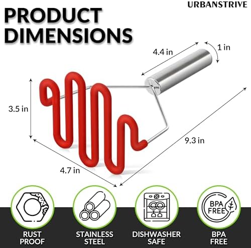 Urbanstrive Non-Scratch Silicone Potato Masher Kitchen Tool, Potatoes Masher - Image 2