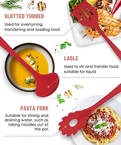 Red Kitchen Utensils Set-12 Pieces Silicone Cooking Utensils Set - Image 4