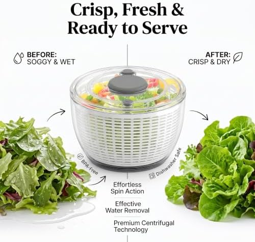 Large 3.6 L Salad Spinner with BPA-Free Bowl - Image 6