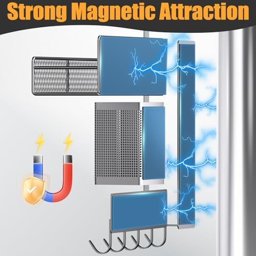 Magnetic Spice Rack for Refrigerator, 7 Pack 100% Metal Strong Magnet Shelves - Image 3