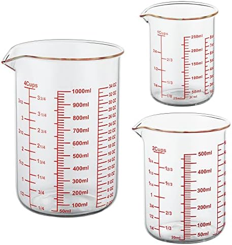 High Borosilicate Glass Measuring Cup Set-V-Shaped Spout，Includes 250ml by AckersBORO33