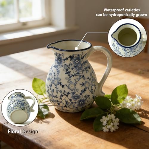 6.1" Blue & White Ceramic Farmhouse Utensil Holder - Image 6