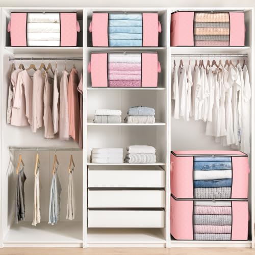 90L Large Storage Bags, 4 Pack Clothes Storage Bins Closet Organizers - Image 5