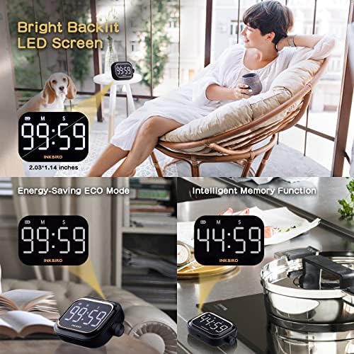 Digital Kitchen Timer for Cooking, INKBIRD Rechargeable 4-Levels Alarm - Image 3