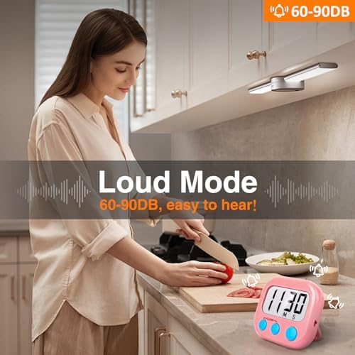 AOUCE Digital Kitchen Timers for Cooking, Timer for Kids 6 Pack Pink - Image 2