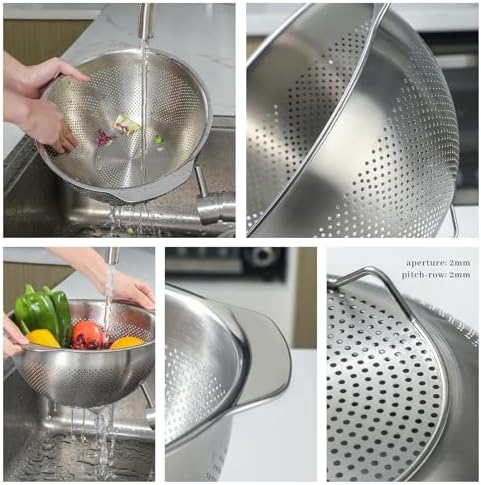 18/8 Stainless Steel Microwell Colander, 3.5QT Large Capacity - Image 6
