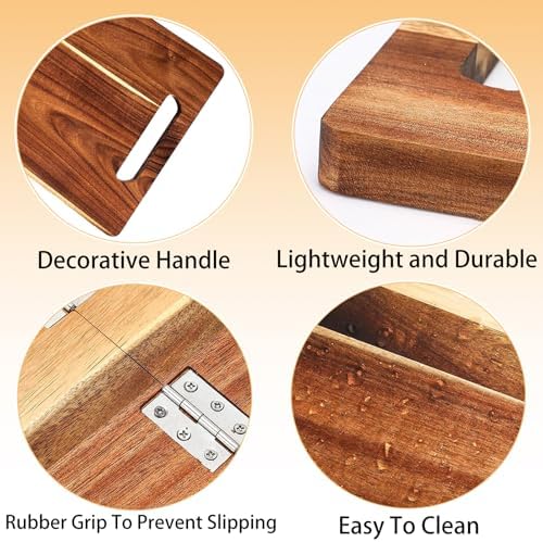 Large Charcuterie Board, 33 x 12 Inch Rectangular Foldable Acacia Wood Tray - Image 4