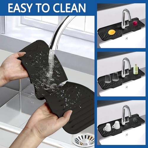 Kitchen Sink Accessories -17" x 6'' Sink Splash Guard, Silicone Sink Mat Splash - Image 3