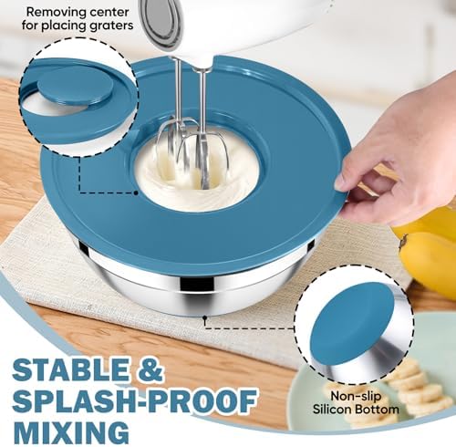 E-far 25PCS Mixing Bowls with Lid Set, Stainless Steel Nesting Prep Bowls with - Image 4