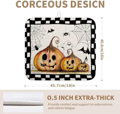 Halloween Kitchen Drying Mats for Dishes 16x18 In Orange Pumpkin Ghost Dish - Image 2