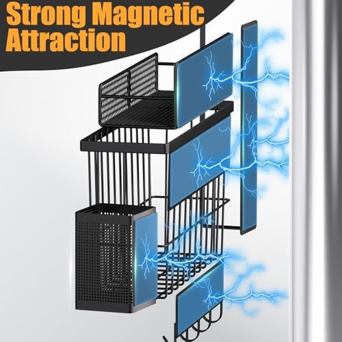 Magnetic Spice Rack for Refrigerator, 7 Pack Metal Magnetic Shelf, Moveable - Image 3