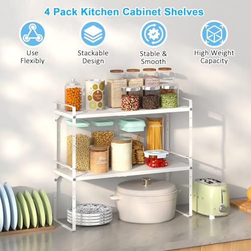 15.5 to 25.5 Inch Kitchen Cabinet Shelf Organizers, Adjustable Kitchen Counter - Image 3