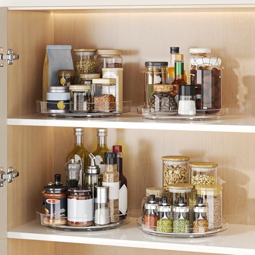 4 Pack Clear Lazy Susan, 9+10 Inch Turntable Organizer, Non-Skid Rotating Tray - Image 3