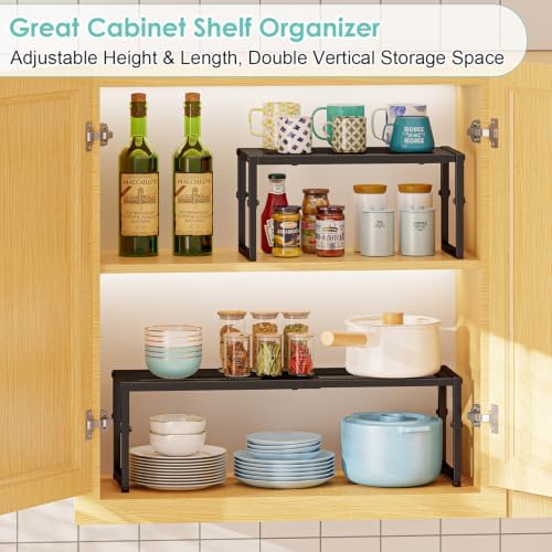 2 Pack Expandable Kitchen Cabinet Shelf Organizer, 15.5"-25.5" Long Adjustable - Image 5