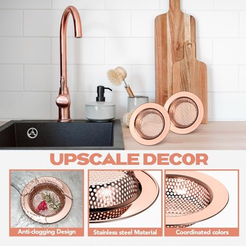 Retisee 2 Pcs Kitchen Sink Drain Strainer 4.4 Inch, Rose Gold - Image 4