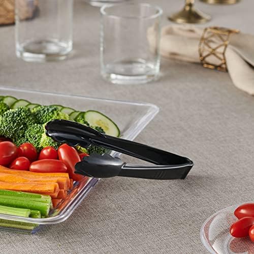 Plasticpro 7.5'' Serving Tongs Heavy Duty Reusable Kitchen and BBQ Black - Image 2