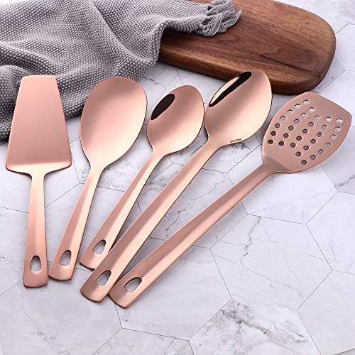 12 Pcs Cooking Utensil Set, Stainless Steel Rose Gold Titanium Plated Cookware - Image 3